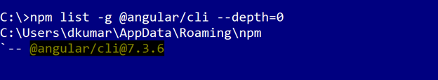 npm list -g @angular/cli --depth=0 npm list -g @angular/cli --depth=0
