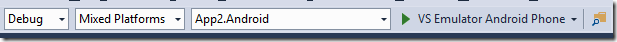 Visual Studio 2015 Preview Android Emulator debug options