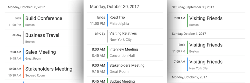Show a full list of all scheduled appointments with the Agenda View