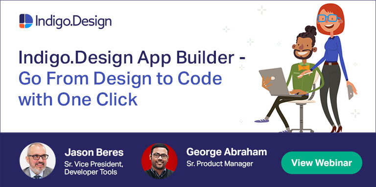 Free Webinar - Indigo.Design App Builder: From Design to Code in one click.