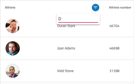 Angular grid filtering component example