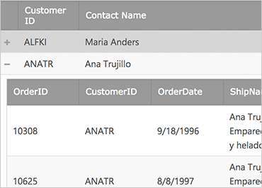 Fuente de datos jerárquica ASP.NET