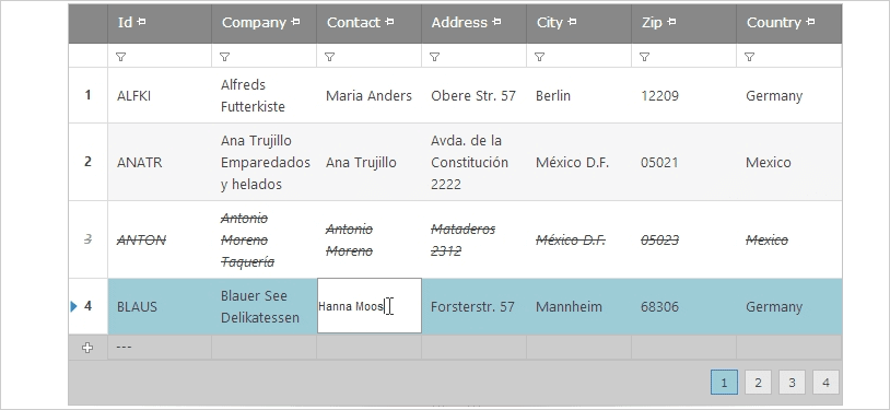 ASP.NET 데이터 그리드 일괄 업데이트