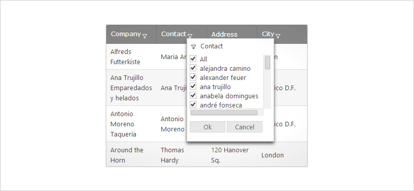 ASP.NET Data Grid Excel-like Filtering