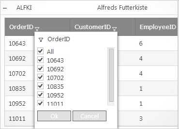 Hierarchical Grid: Excel-Styled Filtering