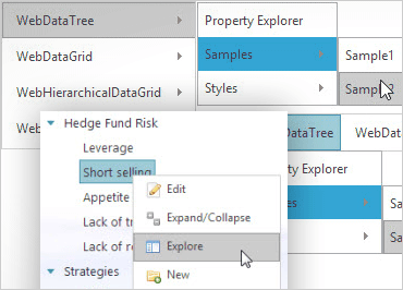 Menú de datos ASP.NET