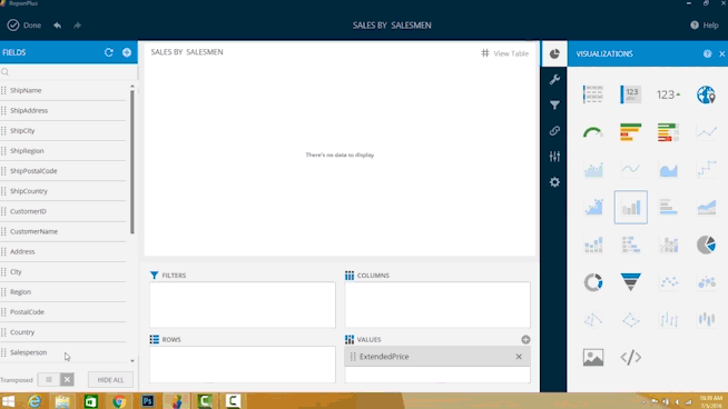 True Self-Service BI - ReportPlus is touch enabled to make it simple to create dashboards and tell your story within minutes