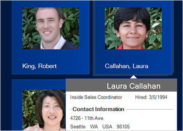 Display contact info when a user hovers on a person’s photo.