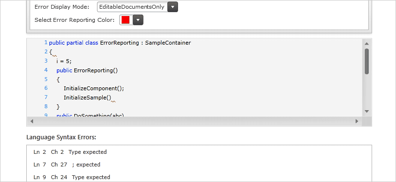 WinForms Syntax Tree/Error Reporting