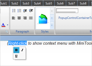 WinForms Mini Toolbar