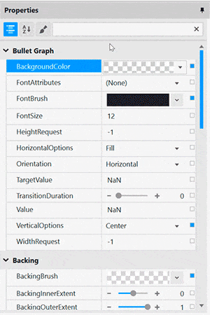 WPF Bullet Graph Control Property Editor