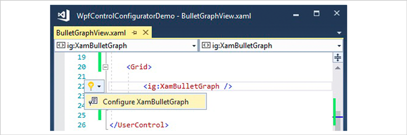 WPF ブレット グラフ コンフィギュレーター - XAML エディター