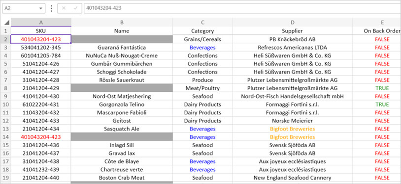 WPF Excelスプレッドシート:条件付き書式