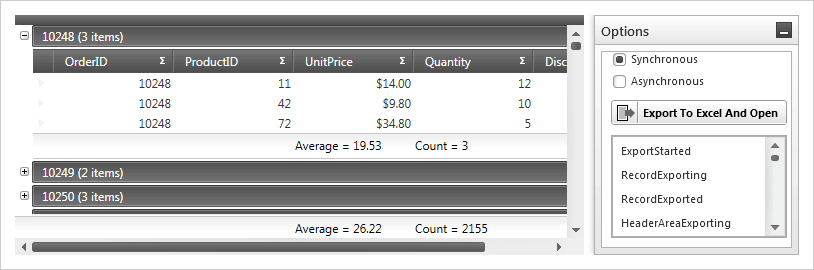 Excel Export