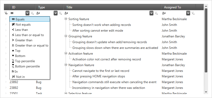 Filtering Capabilites