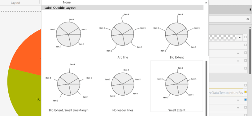 Ejemplo de herramienta de diseño de control Gráfico circular de WPF