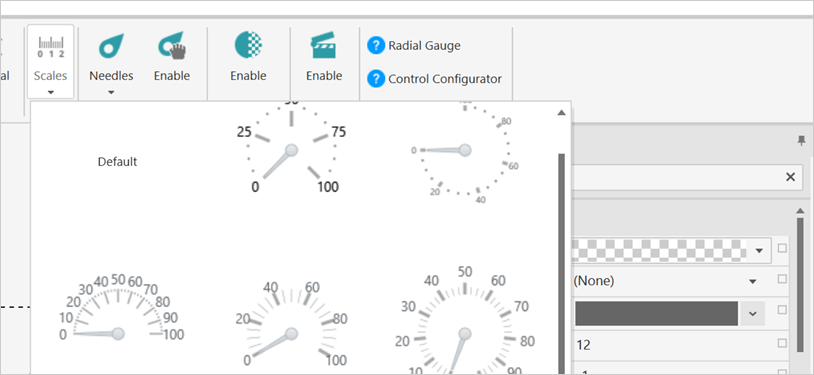 Personalizaciones de escala preestablecidas para el control Medidor radial WPF