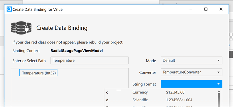 Ejemplo de enlace de datos para el control Medidor radial de WPF