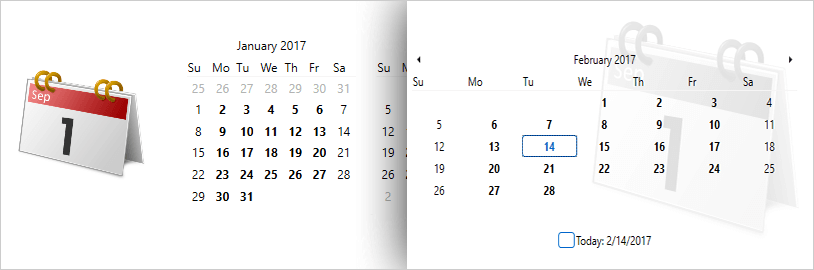 Elementos de calendario totalmente estilizables