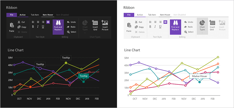 The Infragistics WPF Theme Manager supports a range of popular themes.