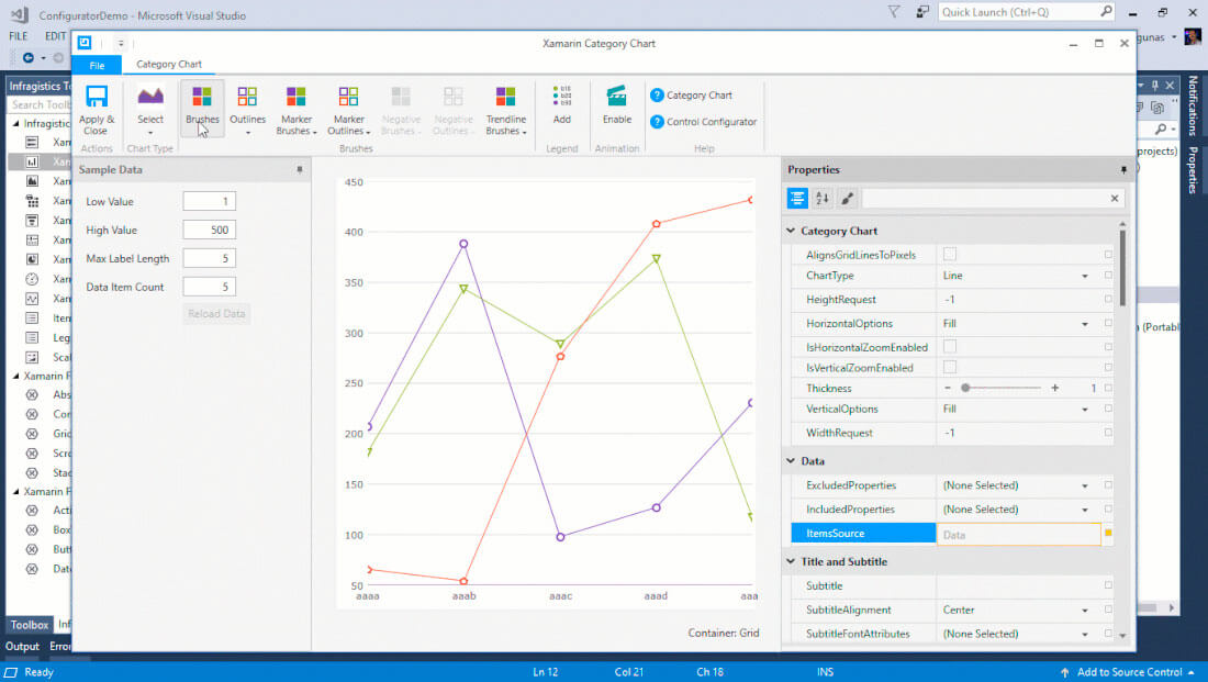 Xamarin 카테고리 차트 컨피규레이터