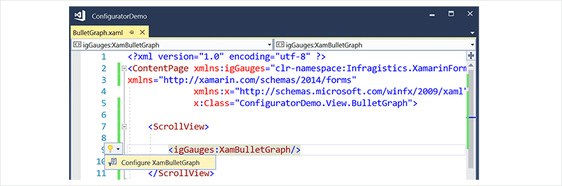 Xamarin Bullet Graph Configurator