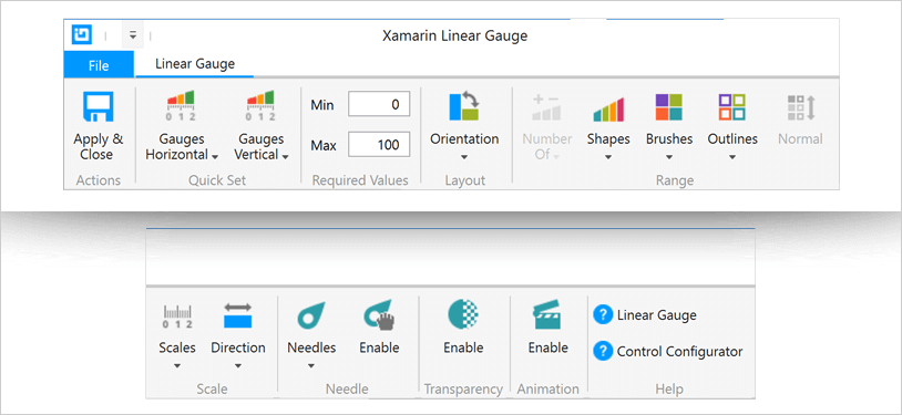 Xamarin 방사형 게이지: 백업