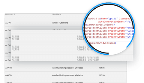 devexpress xamarin two grids