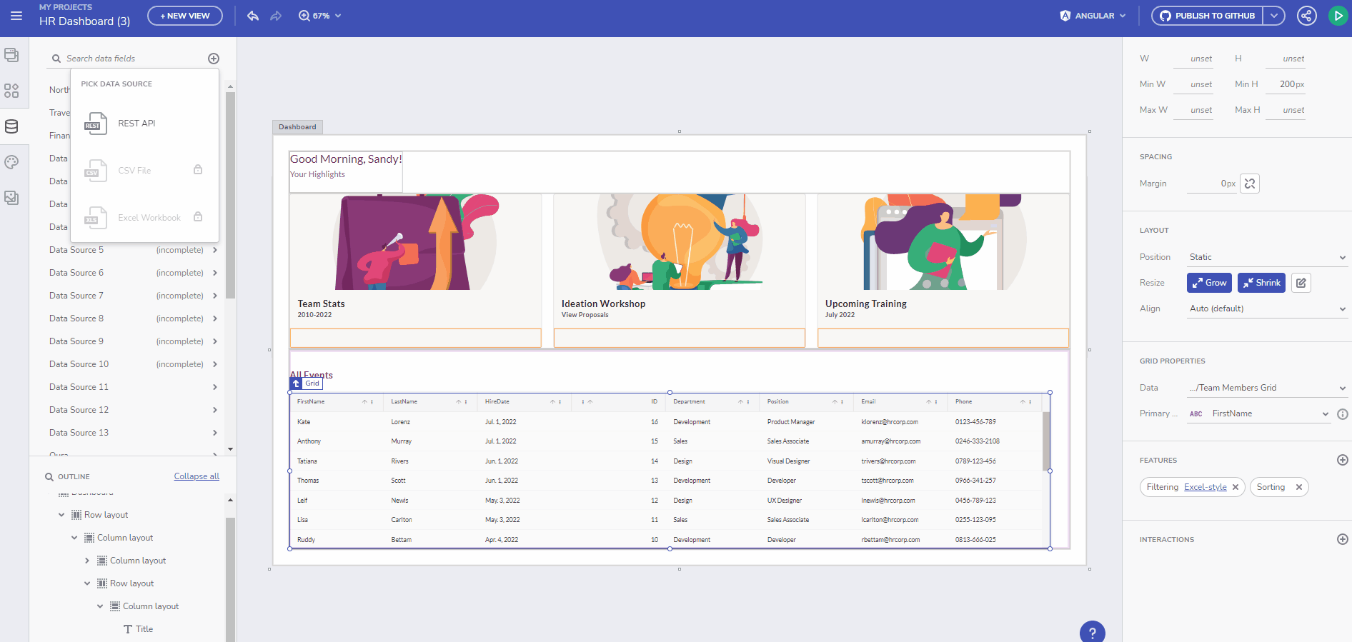 Select data in App Builder