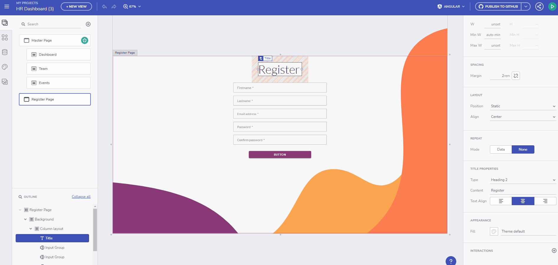 Example login page in App Builder