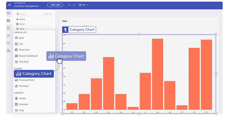 AppMaster no-code platform interface with drag and drop UI builder