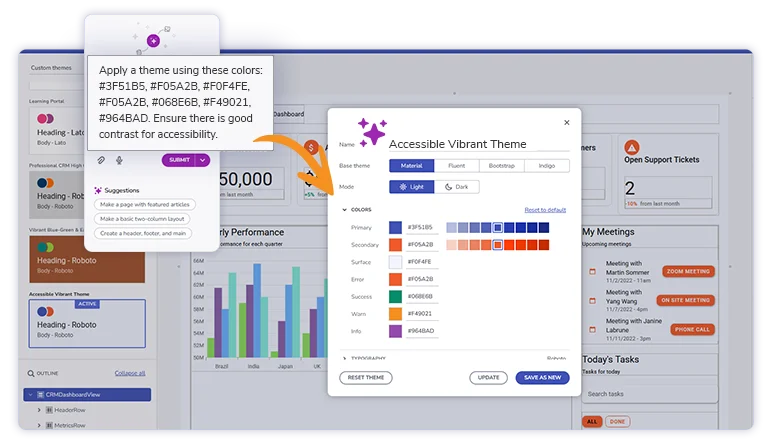 Tematización impulsada por IA con App Builder AI