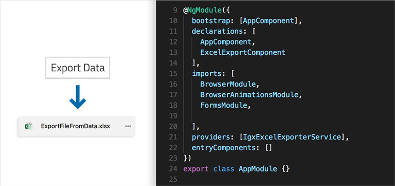 Excel 내보내기를 지원하는 데이터 그리드.