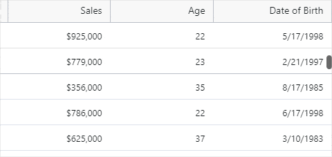 Ignite UI for Web Components Data Grid component displaying row pinning Ignite UI for Web-components Data Grid component displaying row pinning