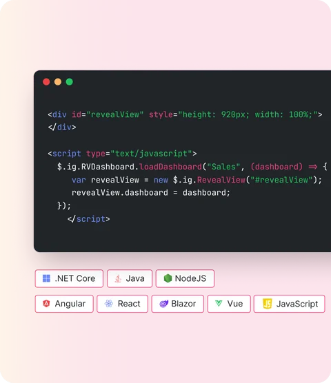Reveal SDK Code Example with Framework Support