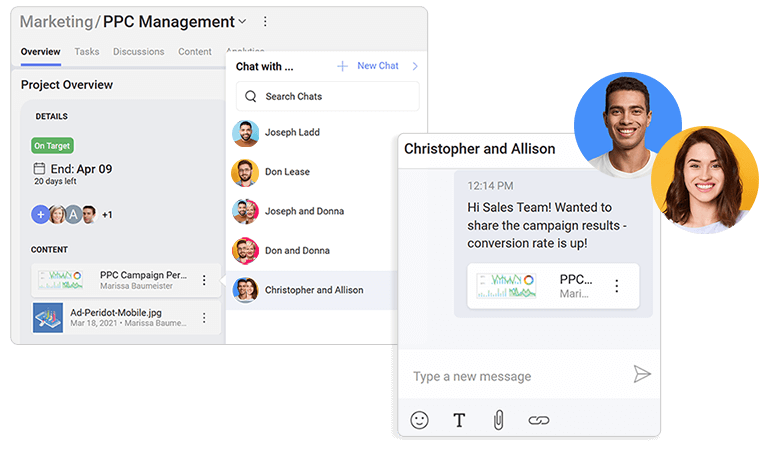 Slingshot featuring sharing a dashboard with another department through chat Slingshot featuring sharing a dashboard with another department through chat