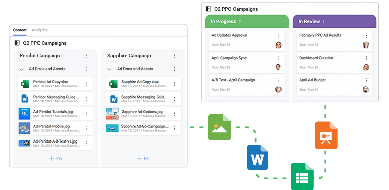 Slingshot featuring content and asset files in content board and tasks Slingshot featuring content and asset files in content board and tasks