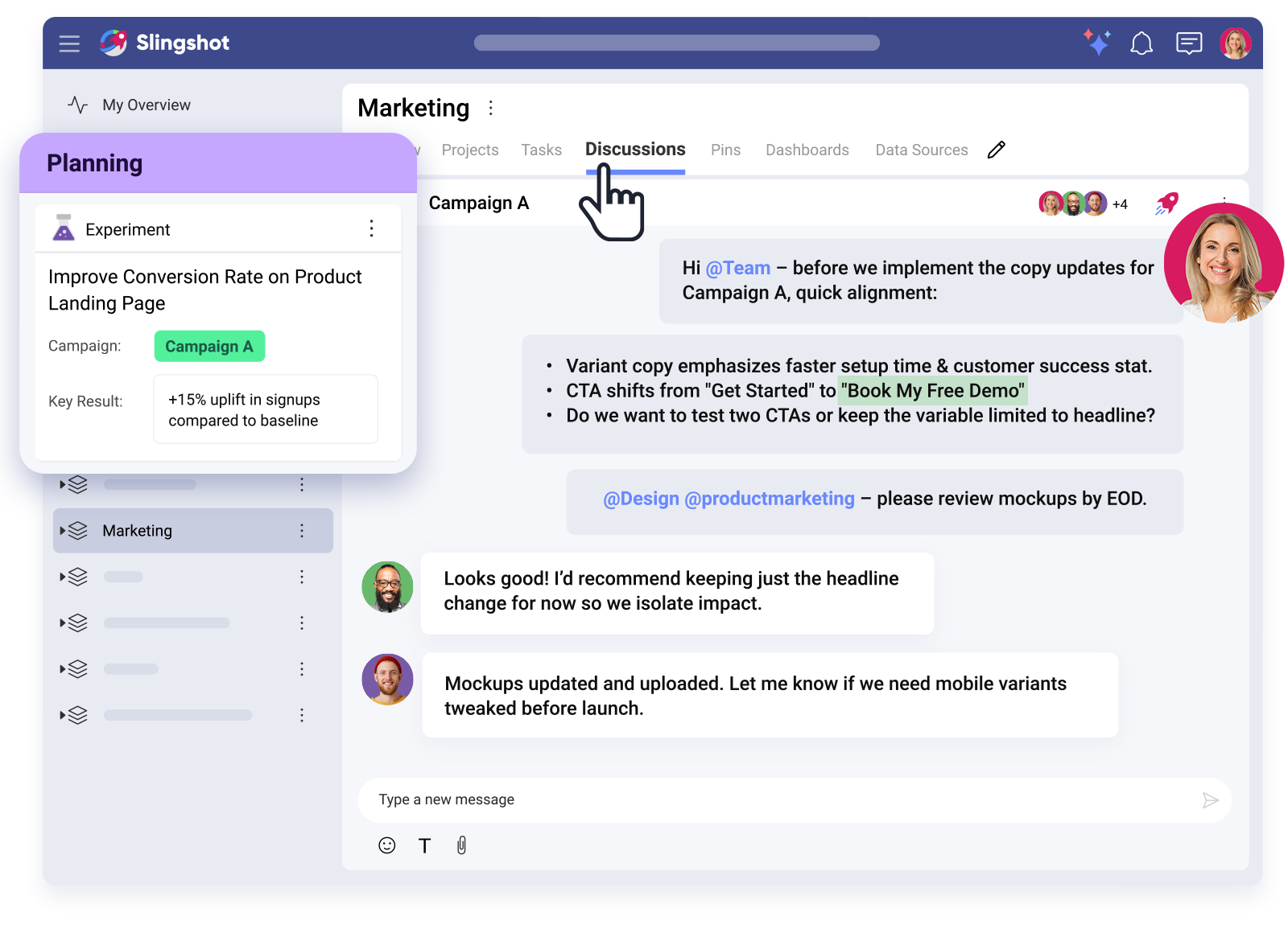 Collaboration and planning tasks in Slingshot